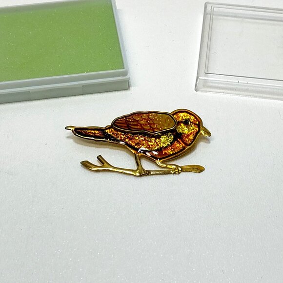 Bird-Themed Bookmark & Brooch Enamel Accents Sparrow Perfect Gift Vintage RARE!! - Picture 8 of 9